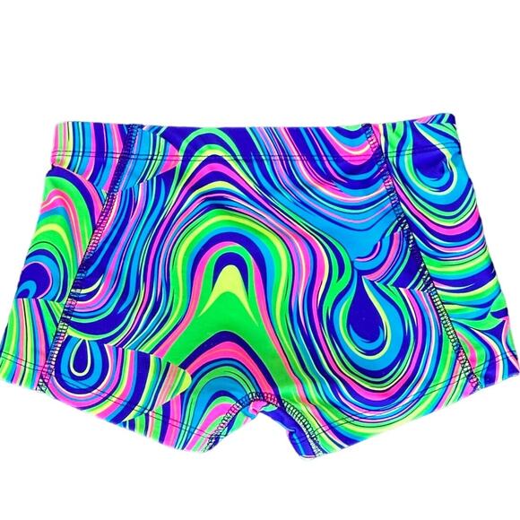 Crazy Pants Neon Swirl Spandex Cheer Athletic Shorts Youth Small EUC - Picture 3 of 4